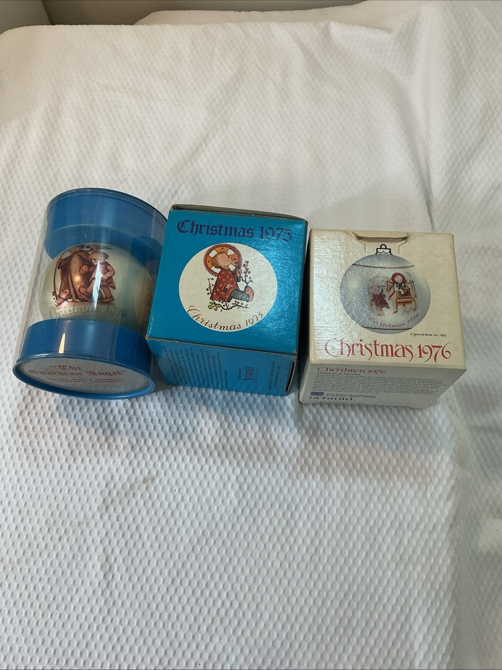 Vintage Christmas Ornaments 1974,1975,1976 sister Berta Hummel.
